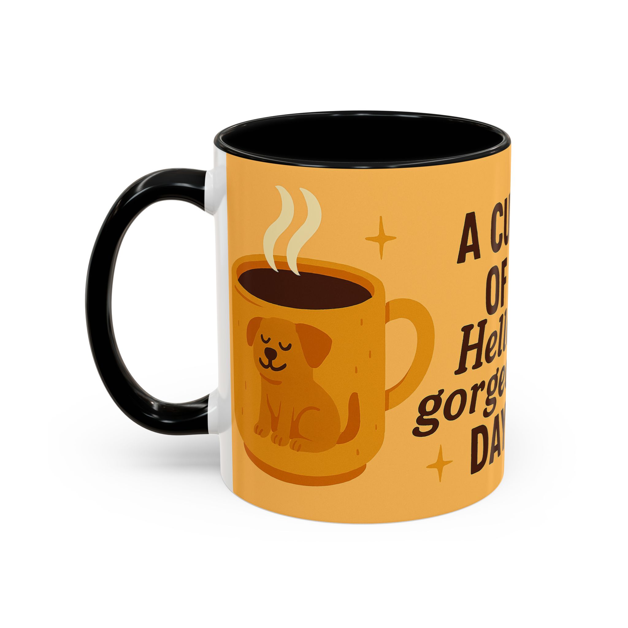 Coffee Mug — "A Cup of Hello, Gorgeous Day" Cute Dog Accent Mug - Image 3