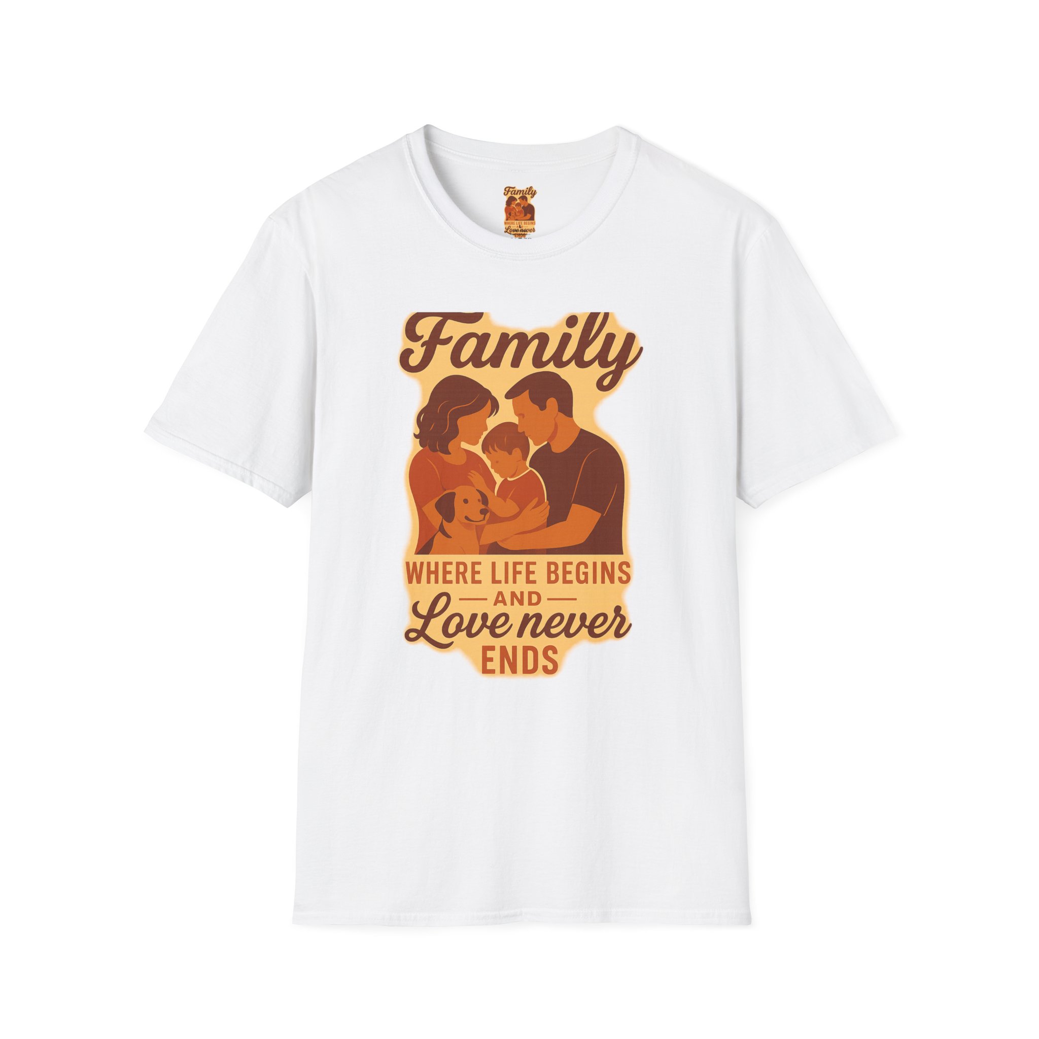 Family Illustration T-Shirt | "Where Life Begins and Love Never Ends"