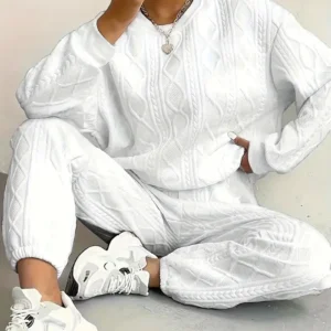 Plus Size Women's Twist Knit Textured for Autumn and Winter Casual Fashion Wear